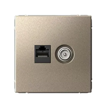 Розетка компьютерная + телевизионная 2-м ArtGallery RJ45 + TV кат.5E шампань SE GAL000589