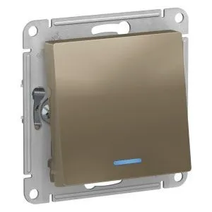 Переключатель проходной 1-кл. СП AtlasDesign 10А IP20 (сх. 6а) 10AX механизм с подсветкой шампань SE 1240336