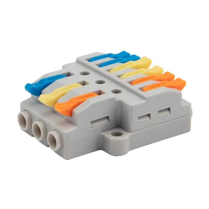 Клемма СМК 3х2 проходная разветвительная 3 полюса, с монтажной площадкой (1 ввод, 2 вывода на полюс) (50 шт./уп.) REXANT 