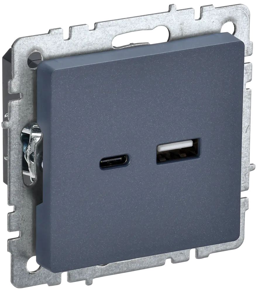 BRITE Розетка USB A+C 18Вт РЮ11-1-БрМ маренго IEK