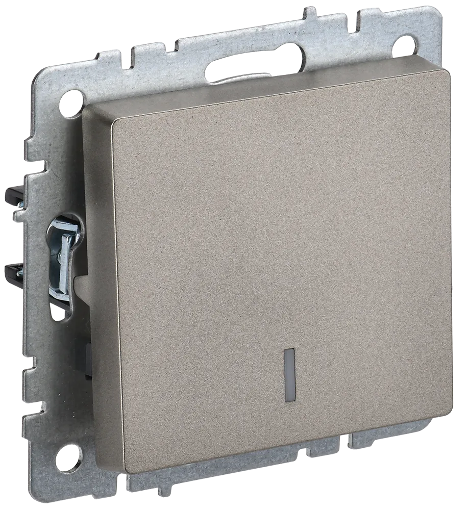 BRITE Выключатель 1-клавишный проходной с индикацией 10А ВС10-1-7-БрШ шампань IEK