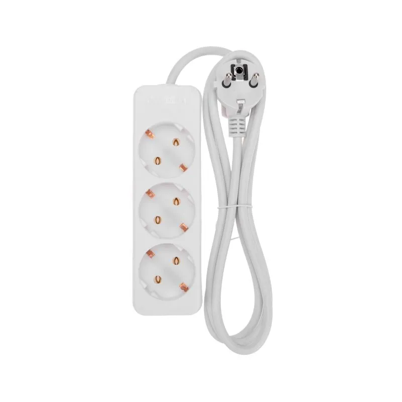 Удлинитель 3 гнезда, 1,5м, 3х0,75мм², с/з,  белый PROconnect - Фото 3