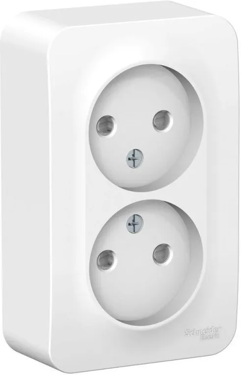 Розетка 2-м ОП Blanca 16А IP20 250В без заземл. защ. шторки с изолир. пластиной бел. SE BLNRA001211