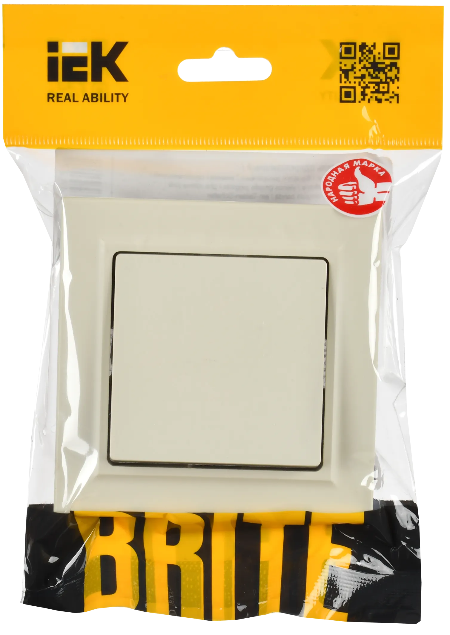 BRITE Выключатель 1-клавишный 10А в сборе ВСР10-1-0-БрКр бежевый IEK - Фото 2