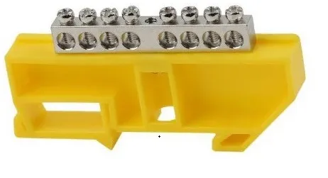 Шина PE "земля" на DIN-изоляторе ЖЕЛТЫЙ 6х9-8 DEKRON