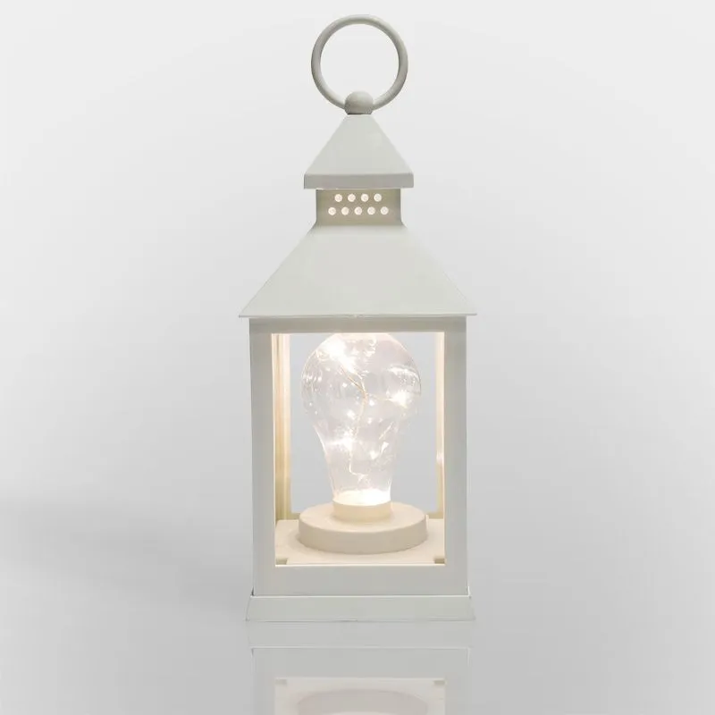 Декоративный фонарь с лампочкой, белый корпус, размер 10,5х10,5х24 см, цвет ТЕПЛЫЙ БЕЛЫЙ - Фото 5