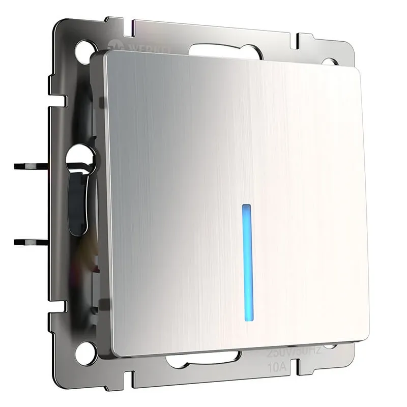 Выключатель одноклавишный с подсветкой (глянцевый никель) Werkel