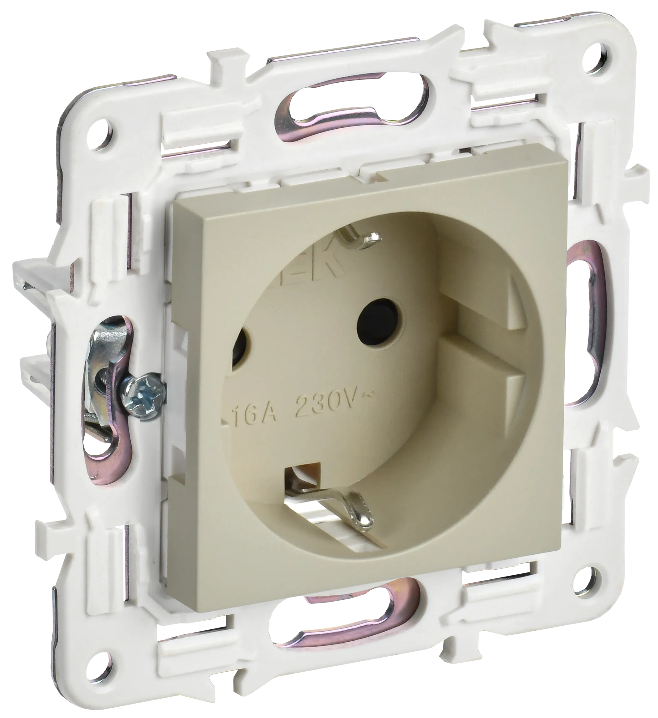 SKANDY Розетка с заземлением с защитными шторками 16А безвинтовое крепление SK-R06B бежевый IEK для электромонтажа - Фото 7