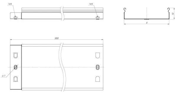 Лоток неперф. 50х150х3000-0,55 мм EKF