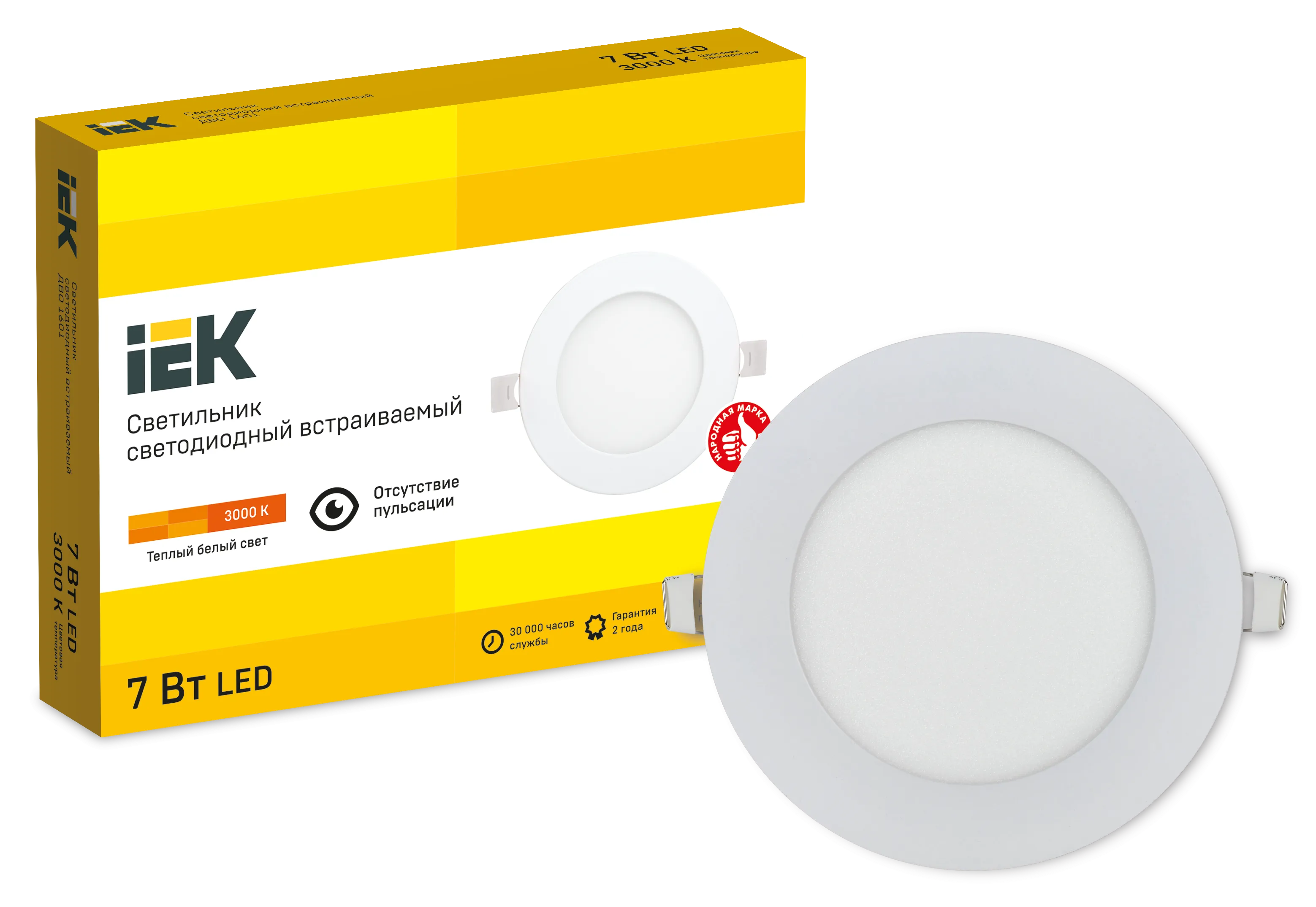 Светильник ДВО 1601 белый круг LED 7Вт 3000 IP20 IEK - Фото 2