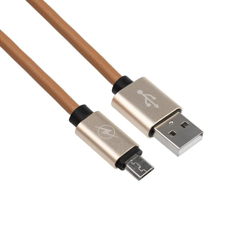 Кабель USB-A – micro USB, 0,5А, 1м, эко-кожа, коричневый REXANT - Фото 2