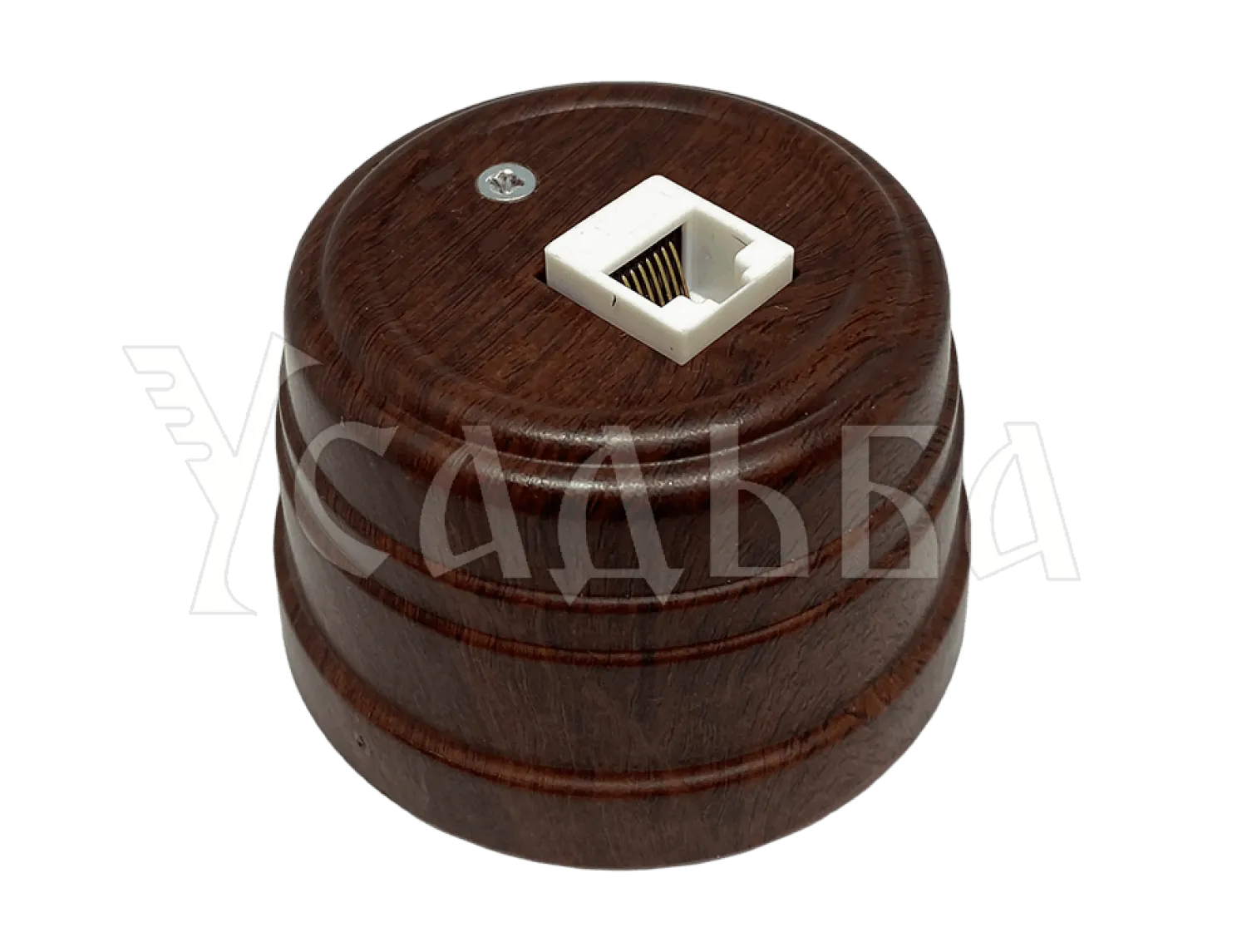Розетка пластиковая компьютерная RJ45 , цвет - орех, серия УСАДЬБА, ТМ "МезонинЪ"