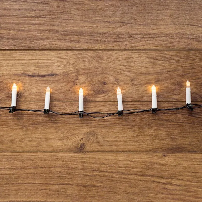 Гирлянда Свечи 4м, темно-зеленый ПВХ, 20 LED ТЕПЛЫЙ БЕЛЫЙ 303-083