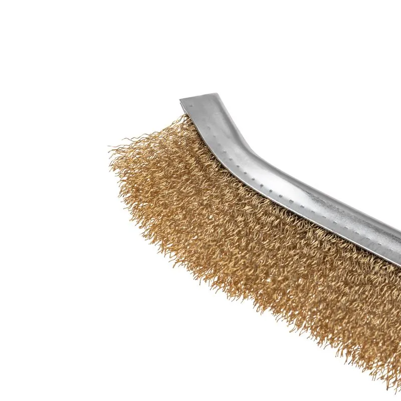 Щетка металлическая с пластиковой ручкой, витая латунированная проволока KRANZ - Фото 3