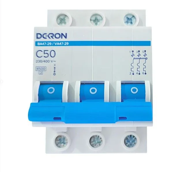 Автоматический выключатель ВА47-29 3P С50A 4,5кА mcb29-3-C50-dek