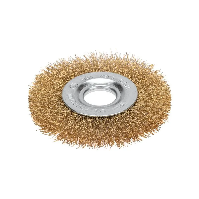 Щетка дисковая для УШМ, витая латунированная проволока, 100мм, отв. 22,23мм KRANZ KR-91-1241