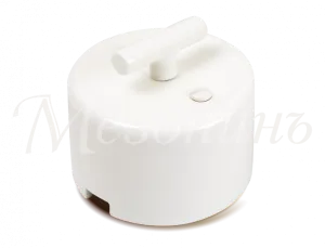 Выключатель ретро проходной фарфоровый поворотный на 2 положения, коллекция "CILINDRO", цвет - белый GE90404-01