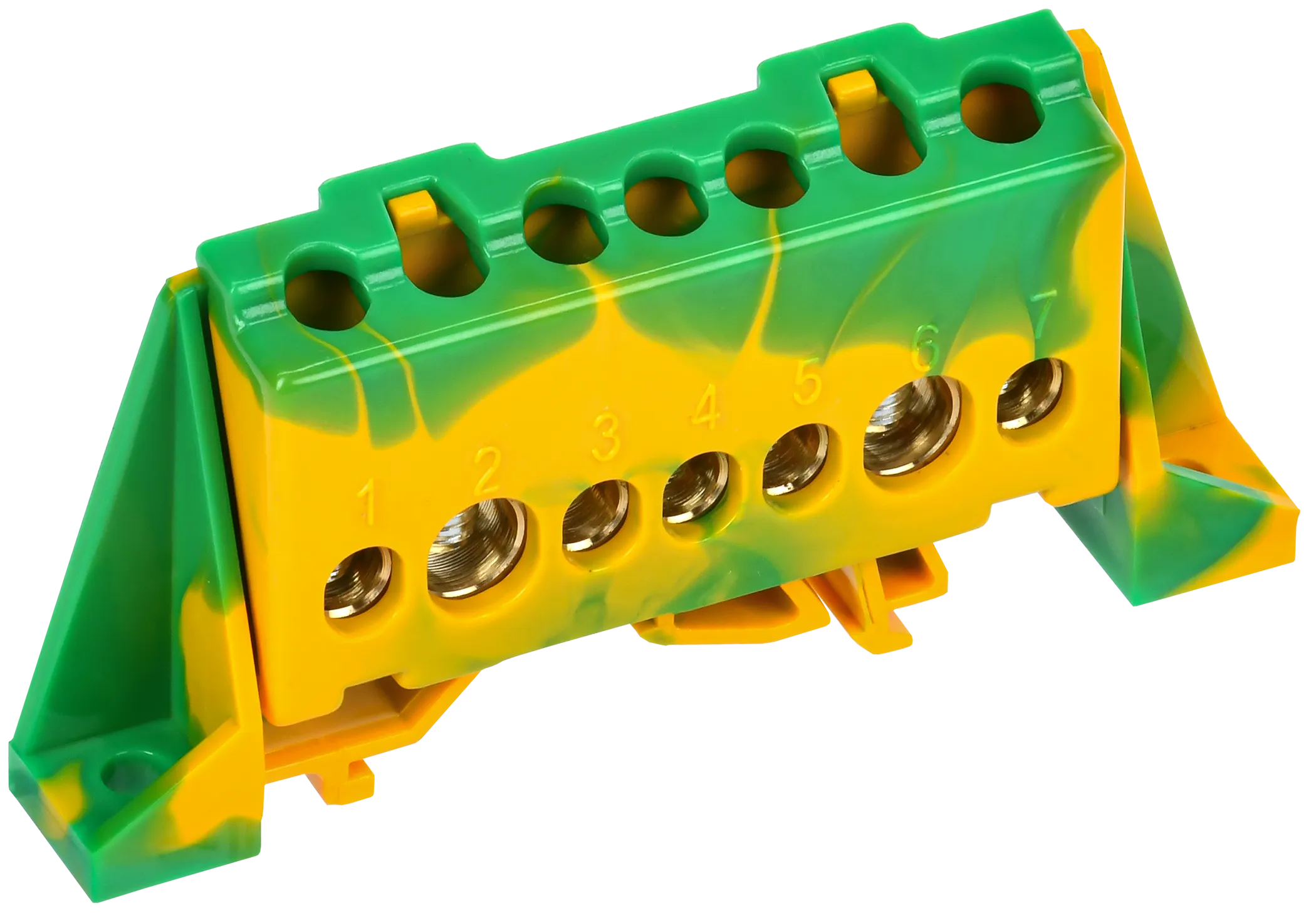 TEKFOR Шина PE "земля" в комбинированном DIN-изоляторе "Стойка" 8х12-7-ЖЗ IEK