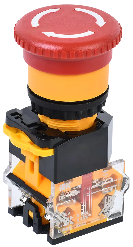 Кнопка D8-11ZS "Грибок" d=22мм 1з+1р поворотная с фиксацией красная IEK