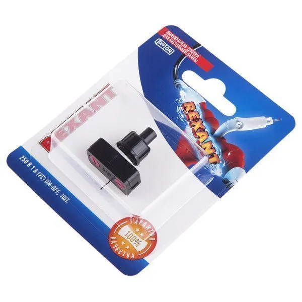 Выключатель-кнопка 250V 1А (2с) ON-OFF  черный  (PBS-17A2) (для настольной лампы)  REXANT (в упак. 1