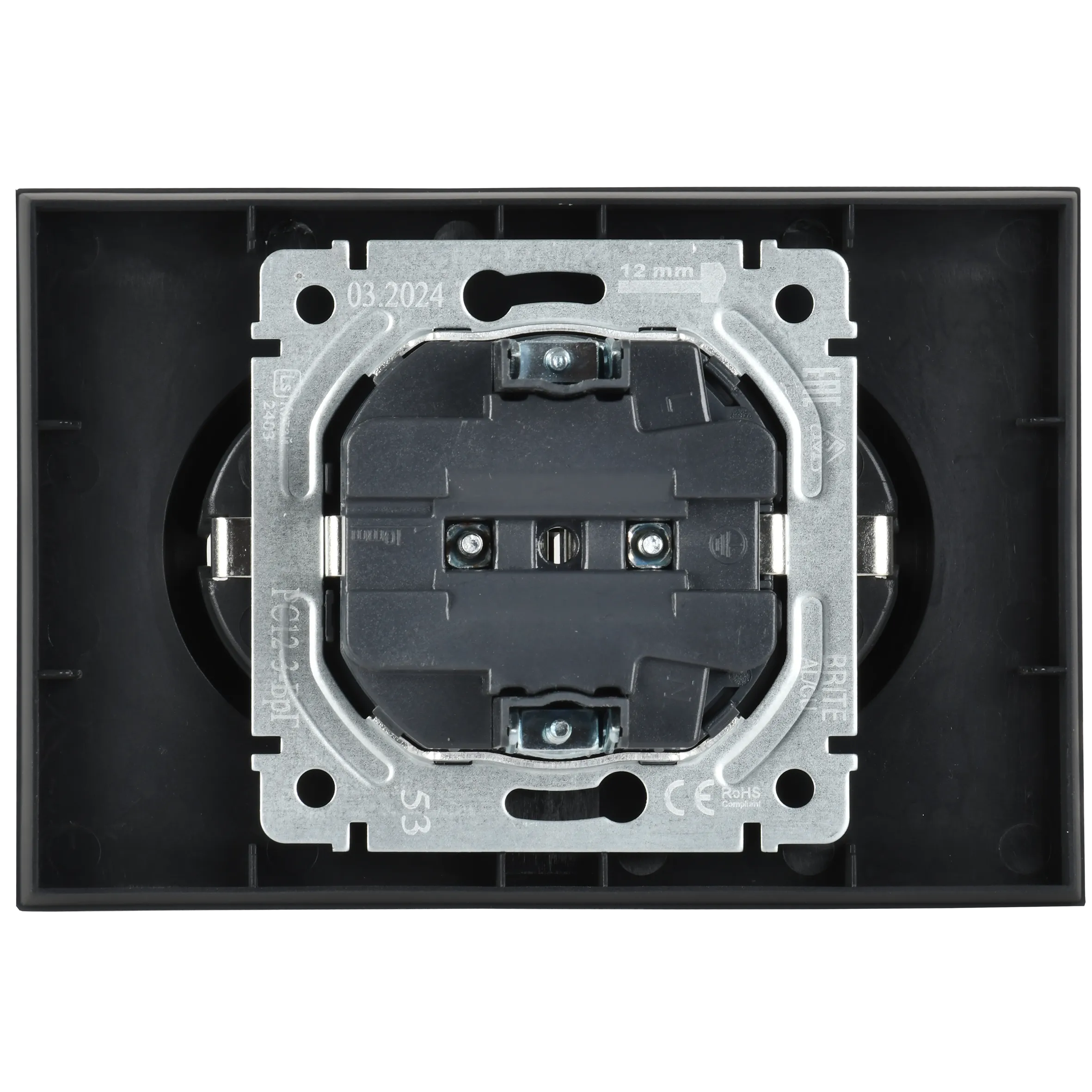 BRITE Розетка 2-местная с заземлением без защитных шторок 16А в сборе РС12-3-БрГ графит IEK - Фото 6
