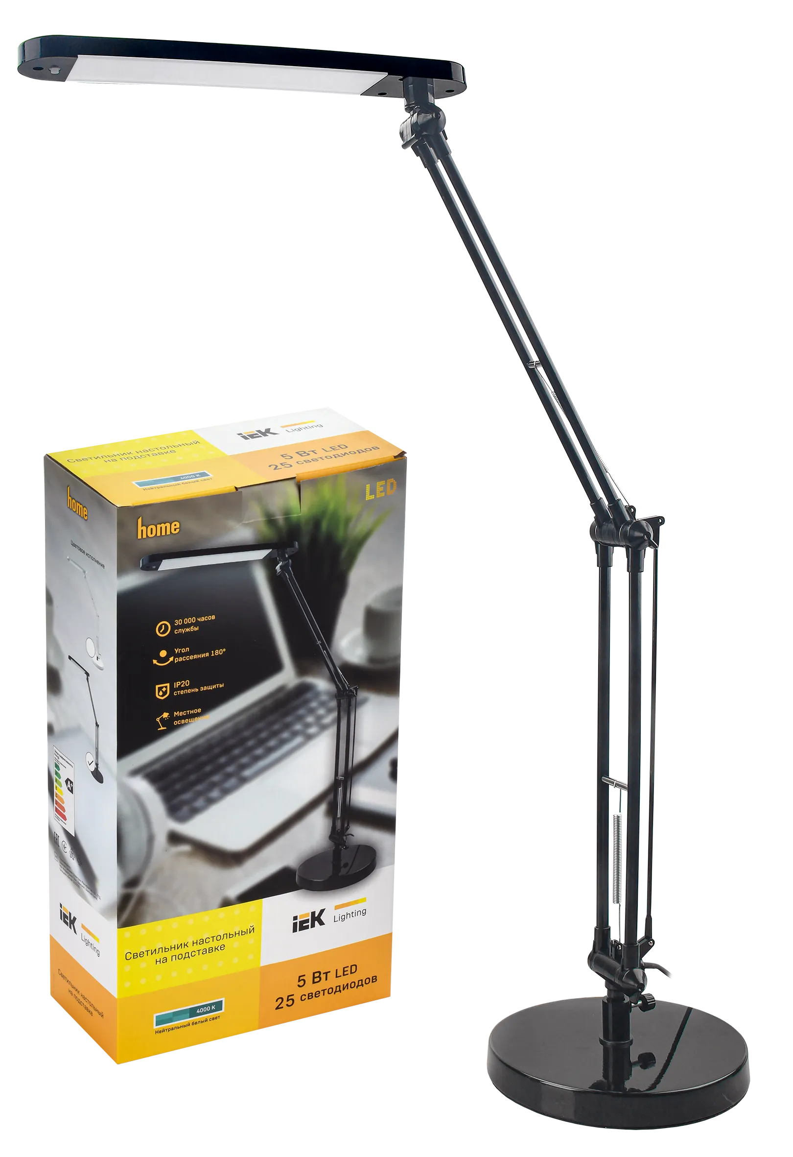 LIGHTING Светильник светодиодный настольный 2018 5Вт на подставке черный IEK - Фото 2