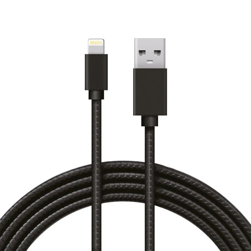 Кабель USB-A – Lightning для Apple, 2,4A 1м, в черной нейлоновой оплетке REXANT