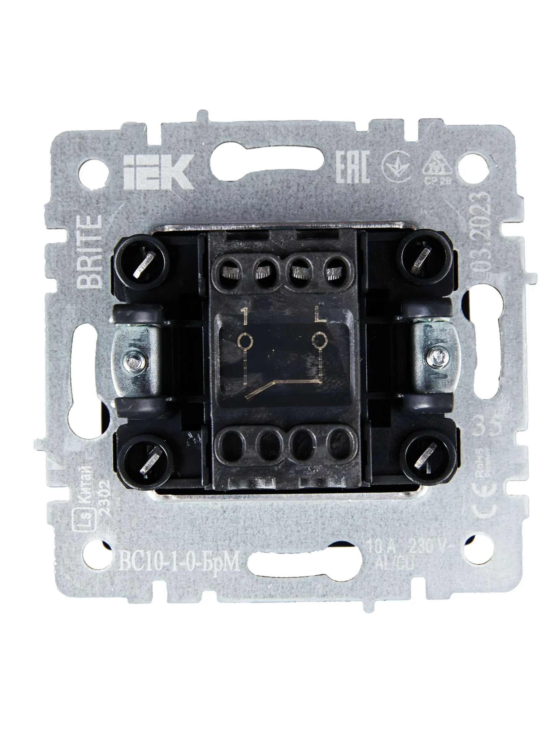 BRITE Выключатель 1-клавишный 10А ВС10-1-0-БрМ маренго IEK - Фото 5