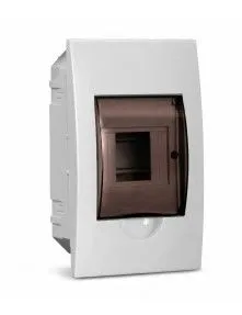 Корпус пластиковый БЕЛЫЙ ЩРВ-П-4, черная прозрачная дверь IP41, DEKRON для защиты электрооборудования
