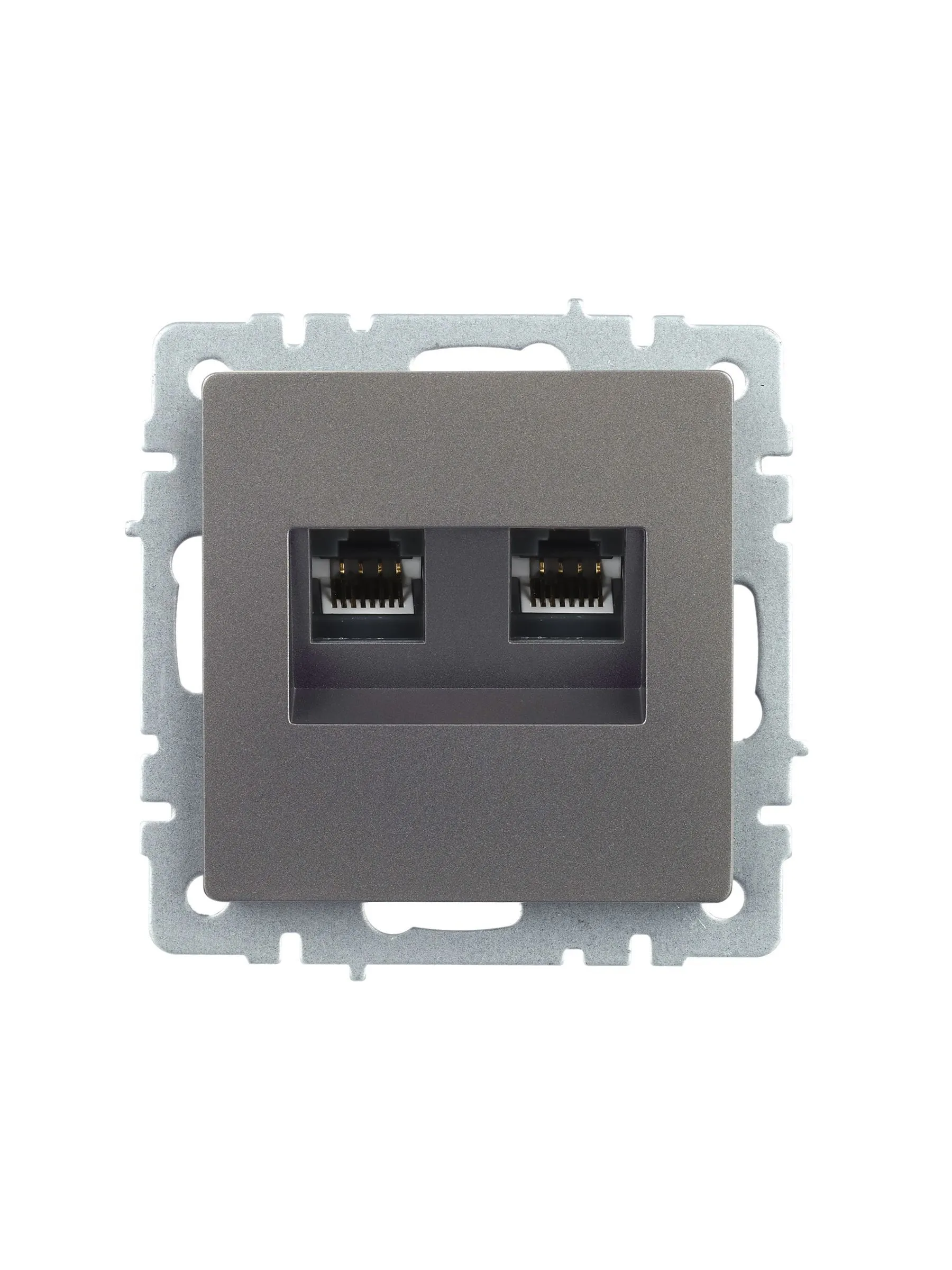 BRITE Розетка компьютерная двойная RJ45 кат.5E РК10-2-БрС сталь IEK - Фото 6