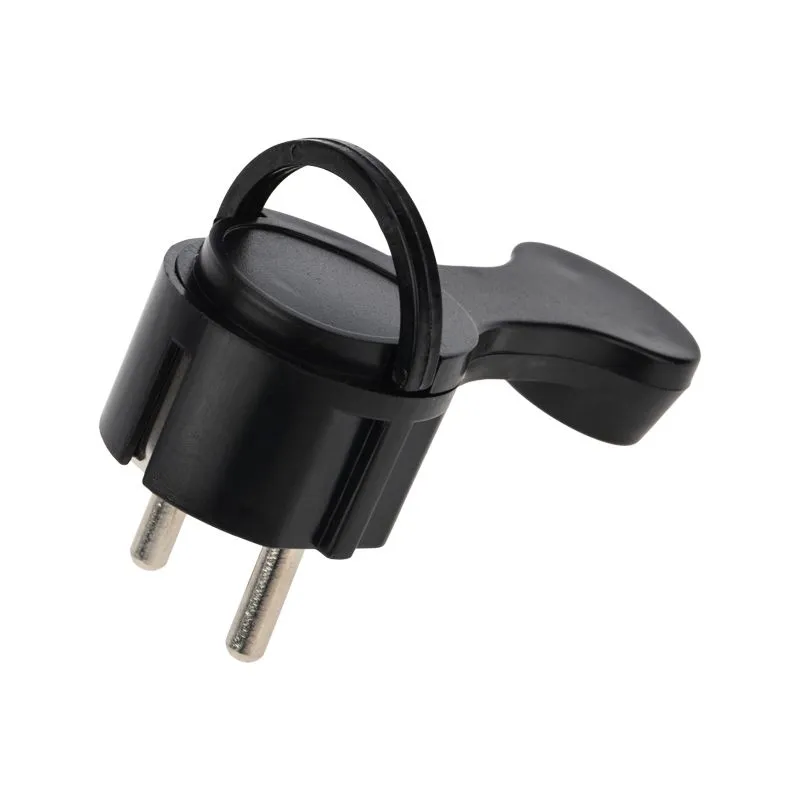 Вилка Евро угловая с з/к 16 А плоская за шкаф черная REXANT 