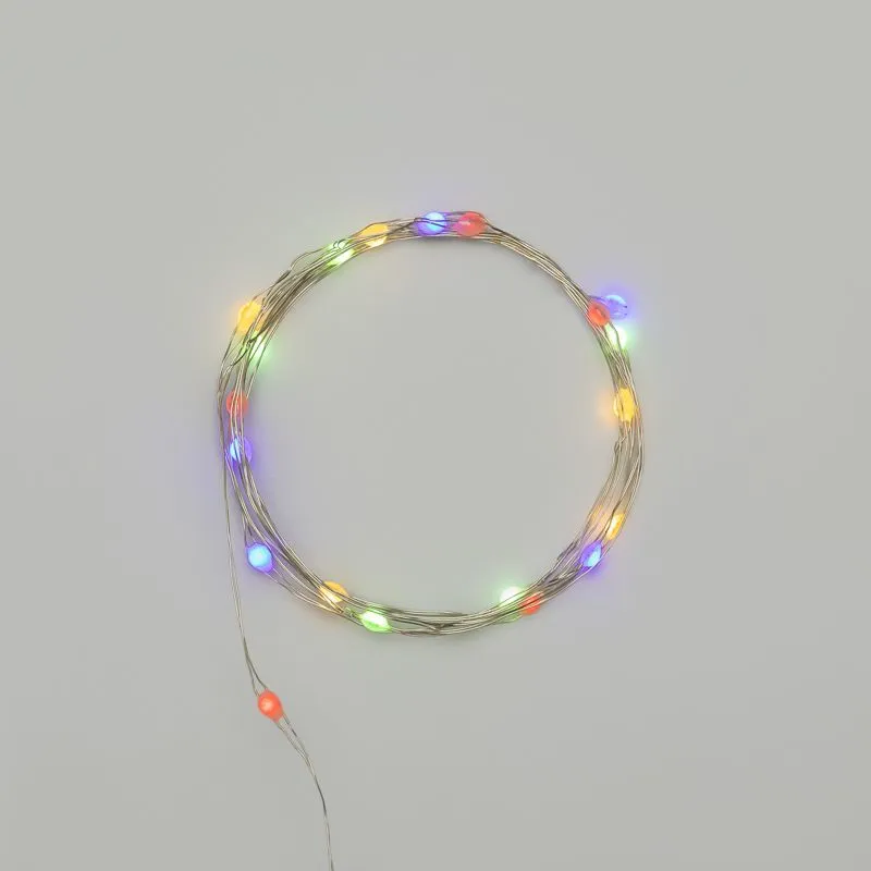 Гирлянда светодиодная Роса с крупными каплями 2м, 20LED, МУЛЬТИКОЛОР, IP20, тонкий батарейный блок, 2хCR2032 в комплекте NEON-NIGHT 302-009
