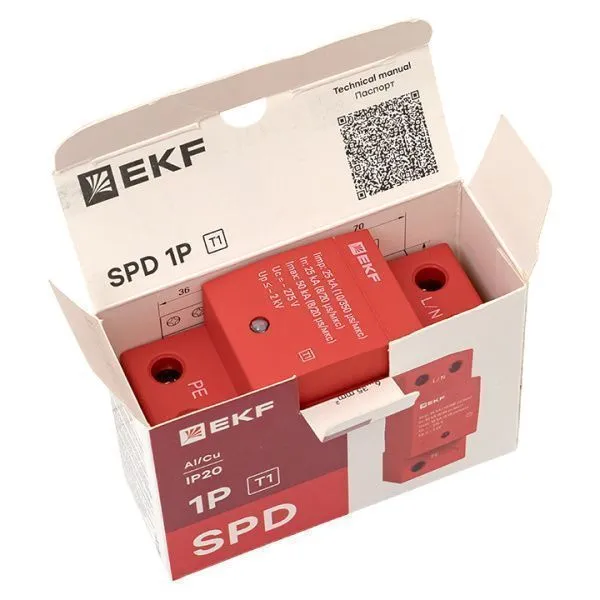 УЗИП Класс 1 Iimp 25kA (10/350μs) 1P EKF - Фото 10