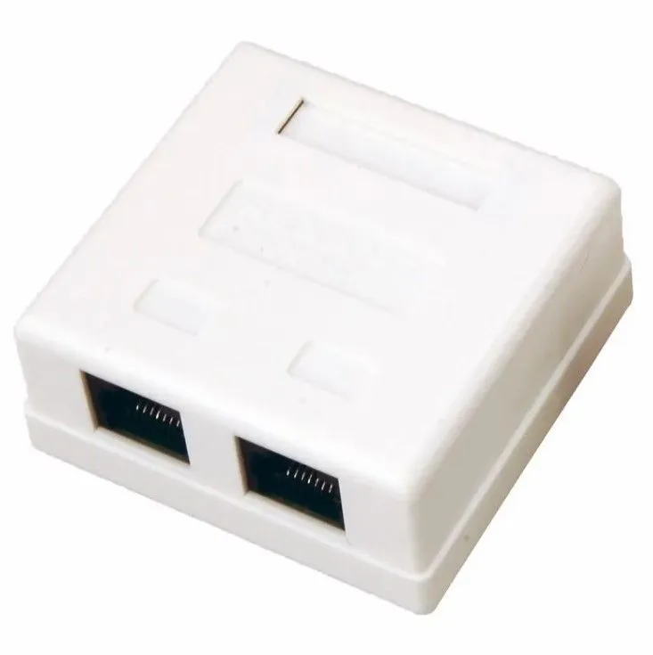 Розетка компьютерная 2-порта, UTP RJ-45, CAT 5e, внешняя DEKRON DEK1303-0002