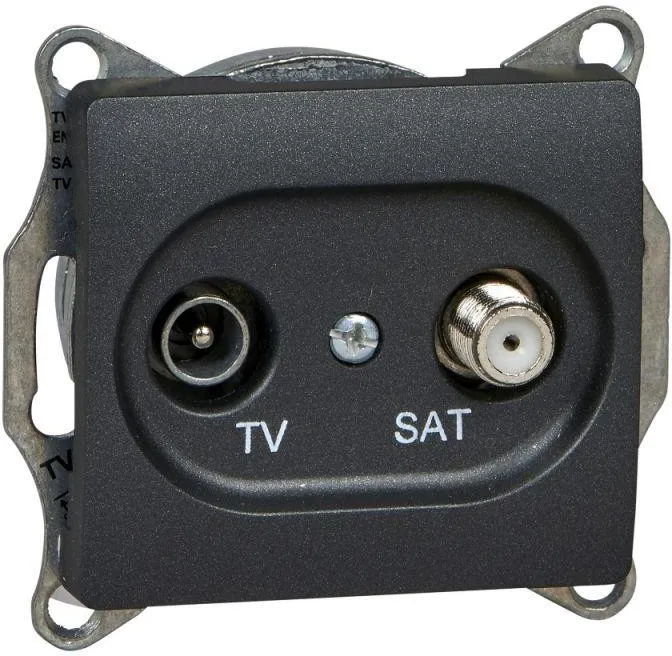 Розетка телевизионная оконечная TV/SAT Glossa 1дБ механизм антрацит SE GSL000797