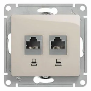 Розетка компьютерная 2-м Glossa RJ45 кат.5E механизм молочн. SE GSL000985KK 463626