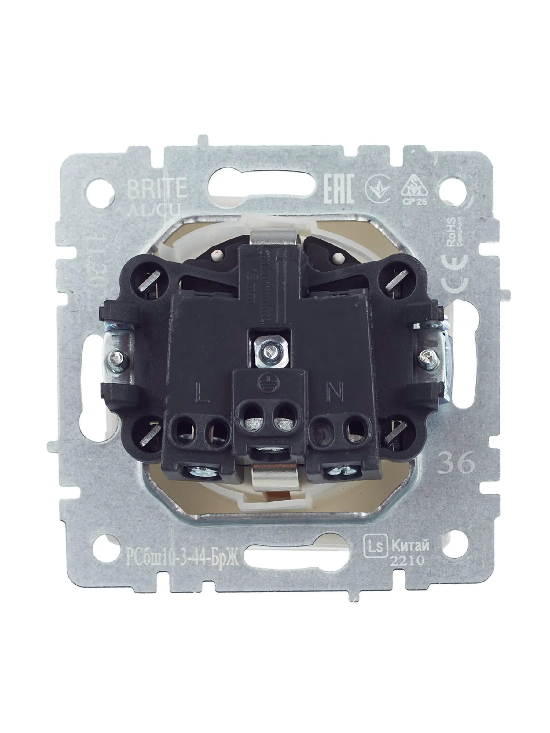 BRITE Розетка 1-местная с заземлением с защитными шторками и крышкой 16А IP44 РСбш10-3-44-БрЖ жемчуг IEK - Фото 10