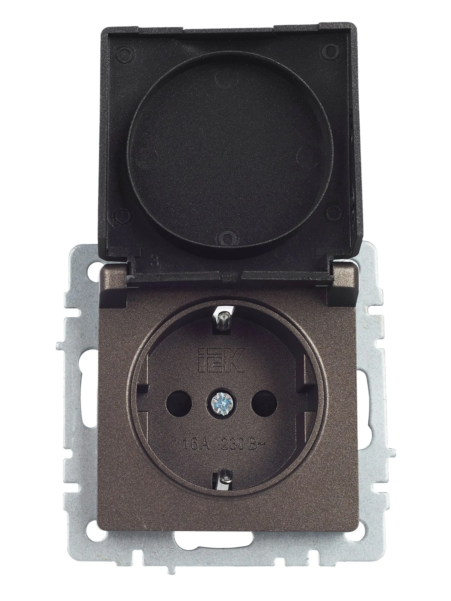 BRITE Розетка 1-местная с заземлением с защитными шторками и крышкой 16А IP44 РСбш10-3-44-БрТБ темная бронза IEK - Фото 10