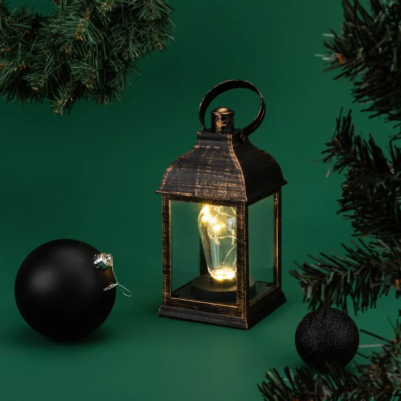 Декоративный фонарь с лампочкой, бронзовый корпус, размер 10,5х10,5х22,5 см, цвет ТЕПЛЫЙ БЕЛЫЙ - Фото 2