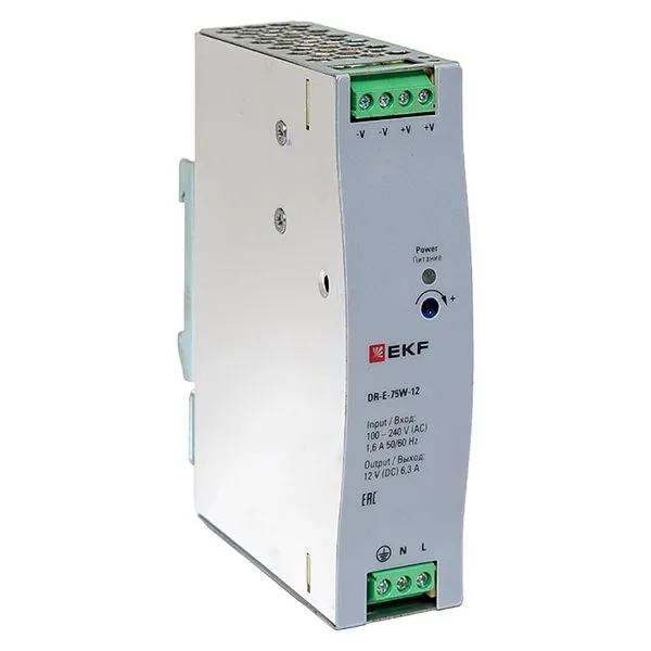 Блок питания на дин рейку 75 Вт, 220 В AC /12 В DC DR-E-75W-12
