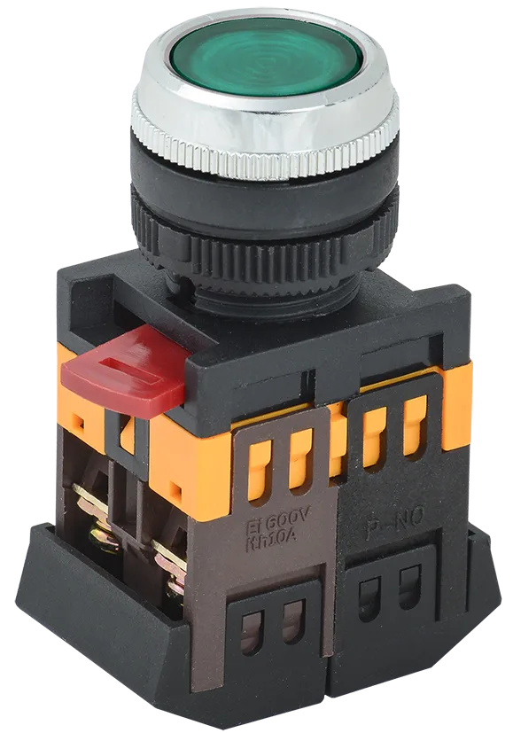 Кнопка ABLFS-22 зеленый d=22мм неон/240В 1з+1р IEK