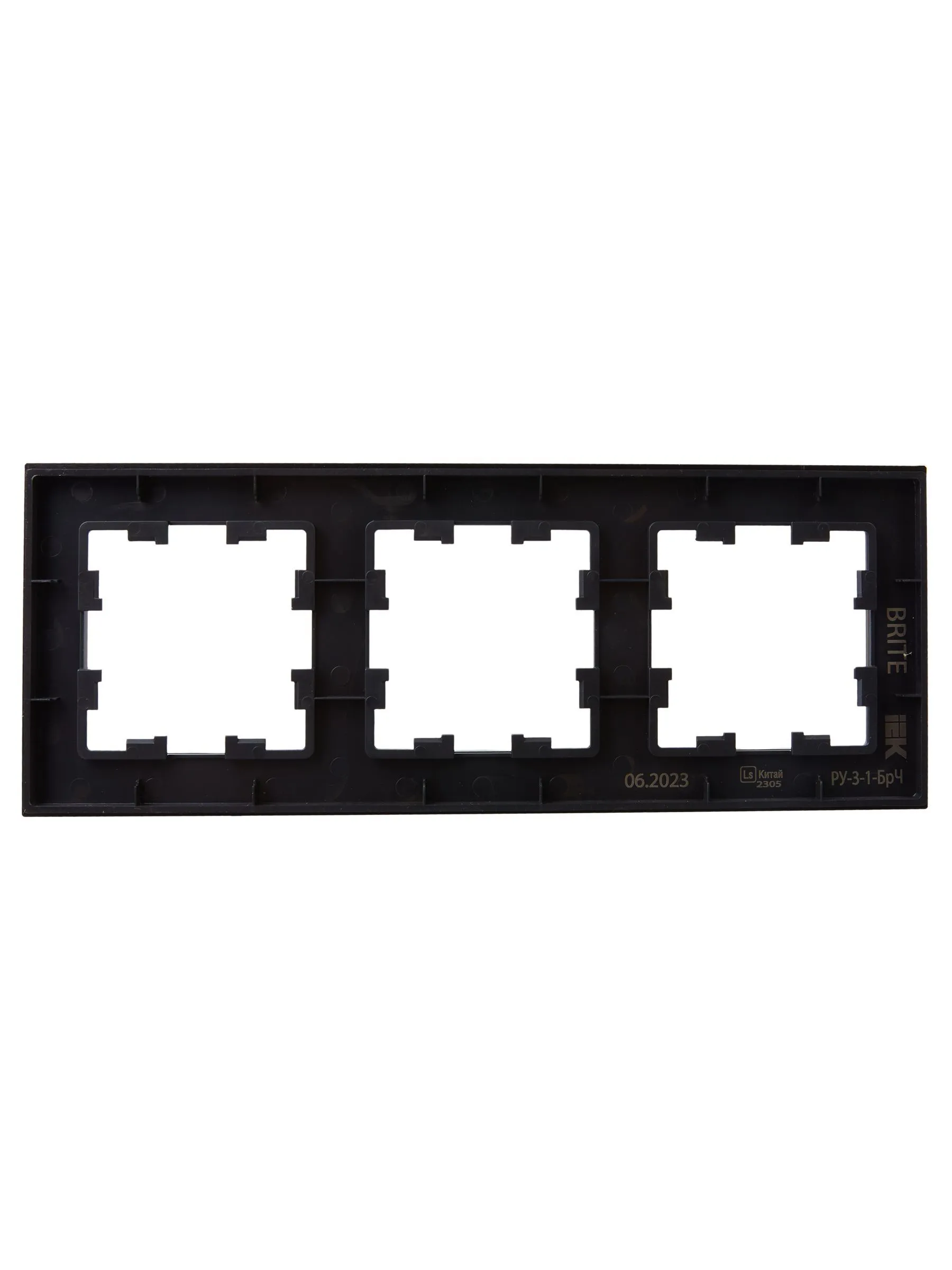 BRITE Рамка 3 -местная РУ-3-1-БрЧ металл черный IEK - Фото 4
