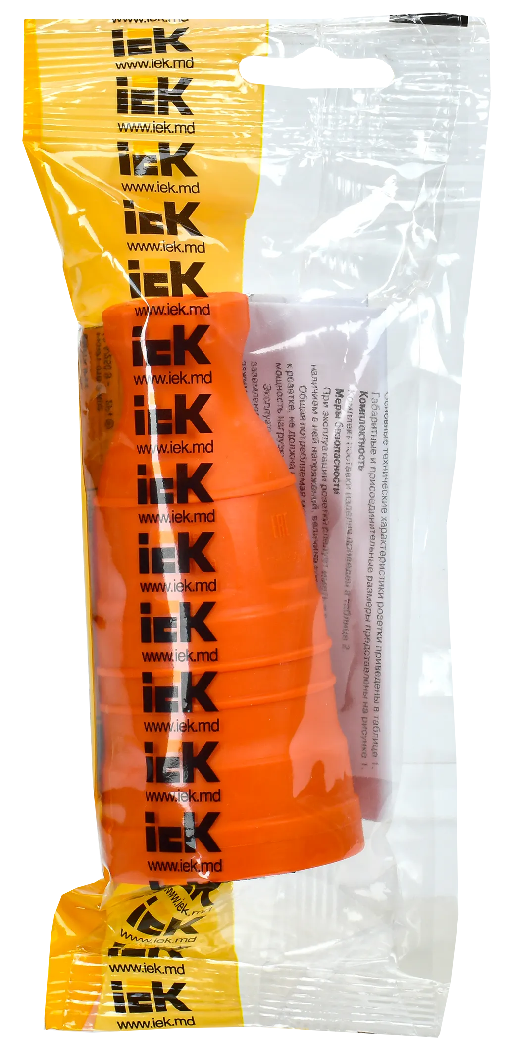 OMEGA Розетка переносная РБп14-1-0м IP20 каучук оранжевая IEK - Фото 2