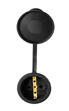 Розетка переносная с крышкой влагозащищенная 2P+PE 230V 16А IP54, каучук, черная - Фото 2