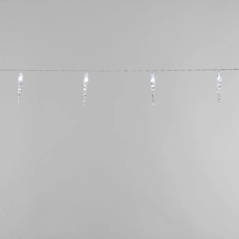 Гирлянда светодиодная Сосульки 1,5 м, 10 LED, прозрачный ПВХ, цвет свечения белый, 2 х АА (батарейки не в комплекте) NEON-NIGHT 303-094