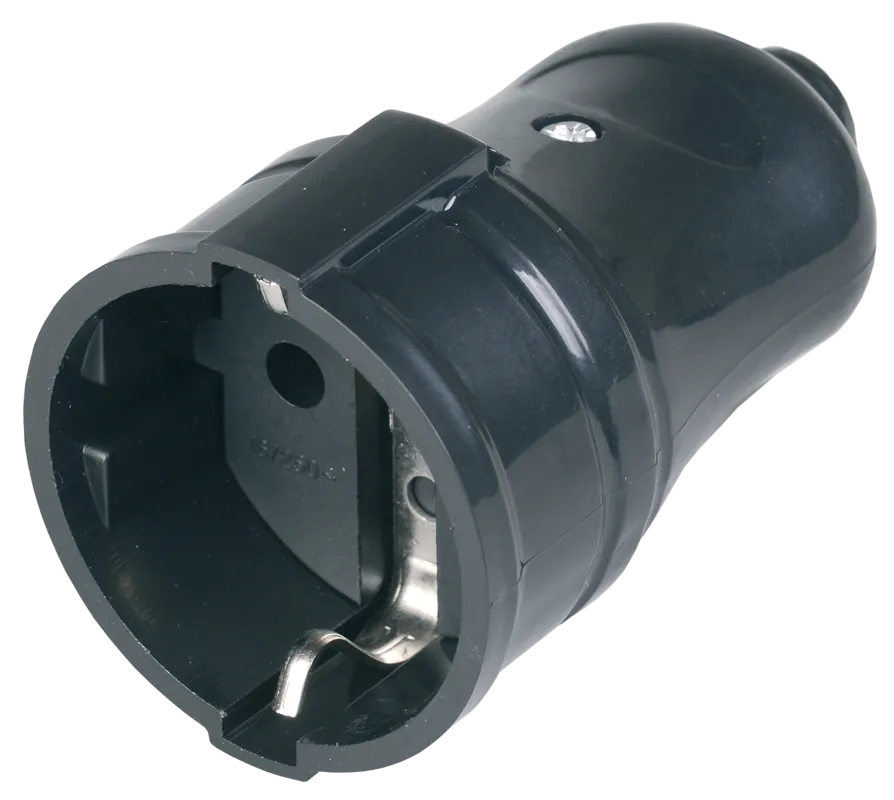 Розетка разборная прямая РПп10-02-Ст с заземляющим контактом 16А черная IEK