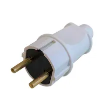 Вилка прямая без заземляющиго контакта IP20, УХЛ4, 250 В, 16А, белая В16-006Б
