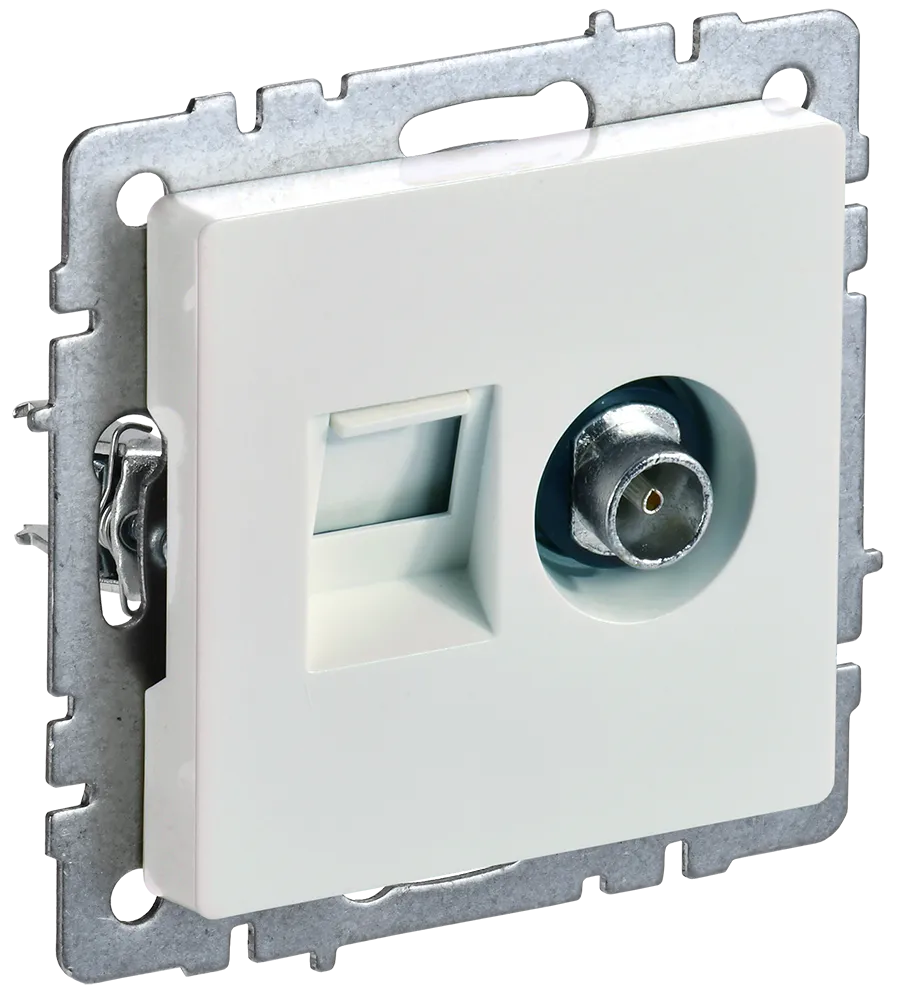 BRITE Розетка двойная TV+RJ45 кат.5E РТВ/РК12-БрЖ жемчуг IEK