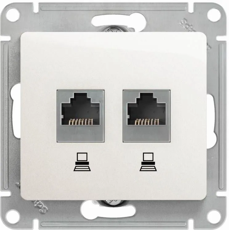 Розетка компьютерная 2-м Glossa RJ45 кат.5E механизм перламутр. SE GSL000685KK