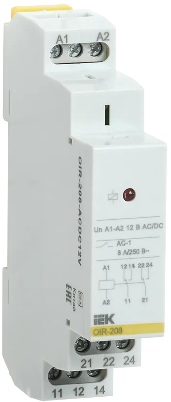 Реле промежуточное модульное OIR 2 контакта 8А 12В AC/DC IEK
